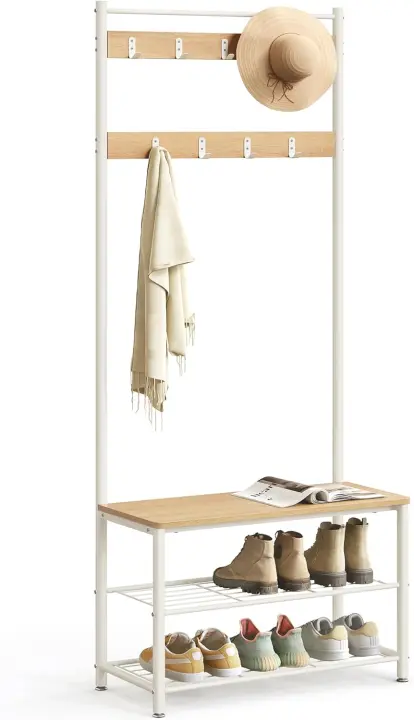 Perchero de Acero 3 en 1 Diseño Industrial para Entrada y Pasillo 32 x 70 x 177 cm - 1