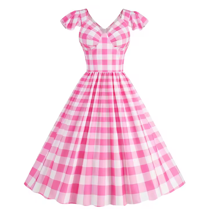 Vestido de fiesta de línea A con cuello en V y estampado de lunares de verano para mujer - 1