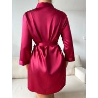Pijamas de verano para mujer, estilo europeo y americano, delantal de gasa, albornoz sexy, vestido tejido a mano de seda helada. - details 15