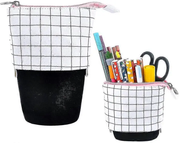 Transformador Stand Store Portalápices Lona + pu Dibujos animados Lindo gato Telescópico Estuche para lápices Bolsa Papelería Estuche para bolígrafos Caja con cierre de cremallera - 1