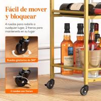 Ruedas bloqueables, Soporte para Botellas y portavasos, Carro Auxiliar Cocina, Ideal para - details 3