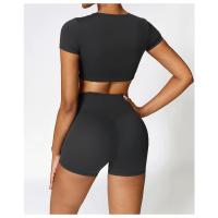 Top de Yoga de manga corta para mujer, Sujetador deportivo de alta elasticidad, ropa deportiva para gimnasio y Fitness - details 12