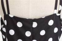Vestido midi retro de fiesta con estampado de lunares, tirantes finos y cinturón para mujer - details 6