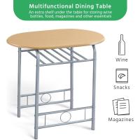 Juego Mesa de Cocina con 2 Sillas de Comedor Conjuntos de Mueble de 3 Piezas con Estante para Vino Madera - details 1