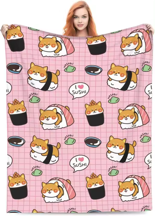 Manta de Sushi de Franela Suave Cálida Ideal para Niños, Niñas, Adultos Regalo de Oficina Perfecto - 1