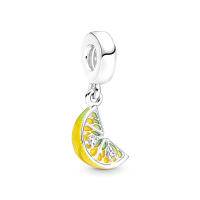 Abalorio colgante de fruta brillante de rebanada de limón, Pulsera Original de Plata de Ley 925 para fabricación de joyas - details 0