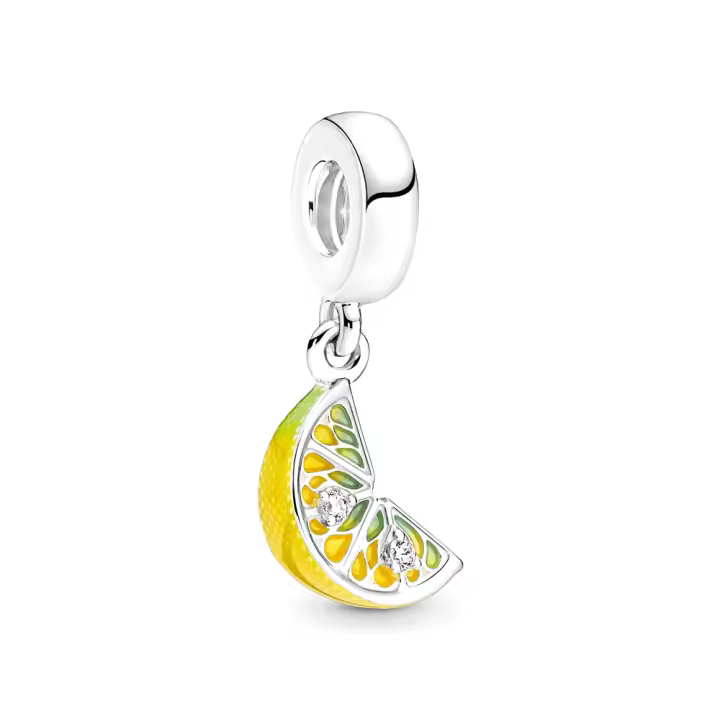 Abalorio colgante de fruta brillante de rebanada de limón, Pulsera Original de Plata de Ley 925 para fabricación de joyas - 1