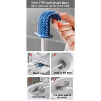 Cepillo de baño de silicona con caja de soporte, juego de soporte TPR montado en la pared, artefacto para el hogar, accesorios de herramientas de limpieza diaria para baño - details 2