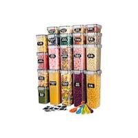 24 tarros de almacenamiento con tapa, herméticos de plástico, para cereales (2 L, 1,4 L, 0,8 L) - details 5