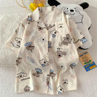 Pijama de Perro Feliz 2025 Algodón Nuboso Manga Corta Moda de Verano de Alta Gama para Mujeres - details 2