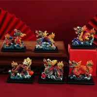 Mini escultura de Animal Feng Shui Retro chino de resina, regalo de mascota dragón de Año Nuevo 2024 - details 1