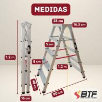 Escalera Tijera Plegable de Doble Cara 5 Peldaños en Aluminio Altura Alcanzable 3,1 Metros - details 4
