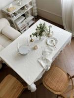 Mantel de algodón puro bordado floral Ense blanco francés, utilizado para decoración de bodas, mantel lujoso - details 4