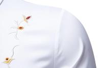 Camisa à manches longues brodée de fleurs pour hommes, chemises décontractées pour hommes, broderie exquise, monocromática, oficina de negocios, fiesta, boîte de noche, printemps - details 4
