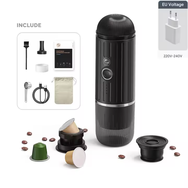 Cafetera eléctrica portátil Compatible con Nespresso, cápsulas originales y café molido para viajes y Camping - 1