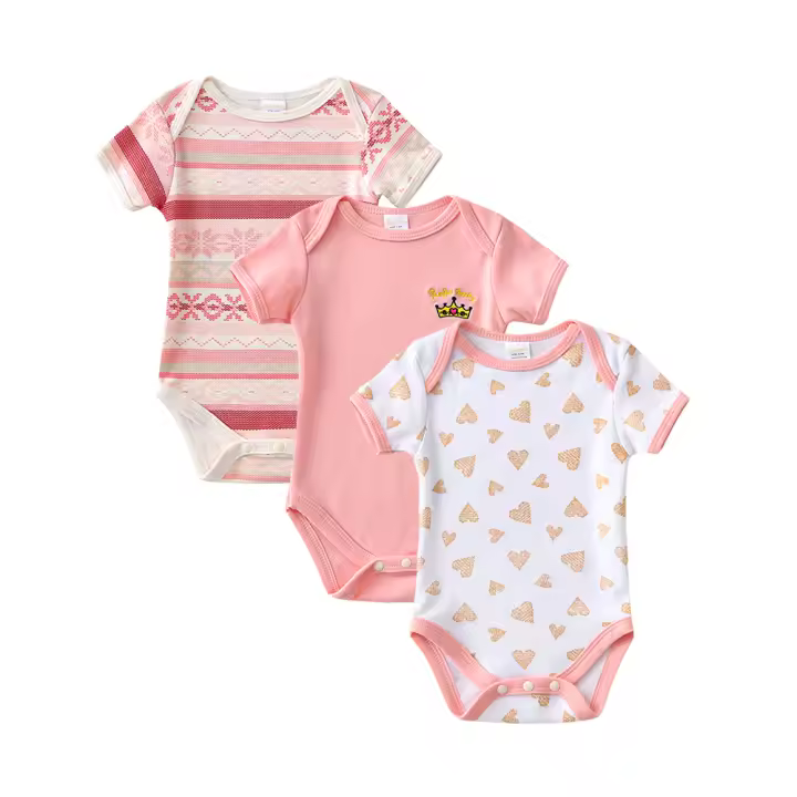 Conjunto de ropa de Verano para Bebe, Pelele de Algodón de manga Corta, Monos para recién nacido, 3 Unidades - 1