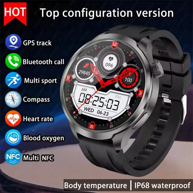 Reloj deportivo inteligente resistente al agua para hombre, pantalla AMOLED de 2025 pulgadas, GPS, brújula NDavid, frecuencia cardíaca, llamada Bluetooth, nuevo, 1,85 - 1