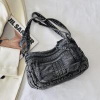 Bolso bandolera de mezclilla retro para mujer, bolso de lona vintage con cremallera de alta capacidad, ropa casual - details 19