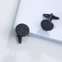 Tangula - Gemelos redondos de acero inoxidable para hombre, cruz de la victoria de Jesús, joyería de fe, camisas, recuerdos de boda - details 6