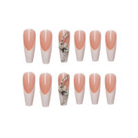 Uñas postizas largas de acrílico para mujer, uñas postizas de mariposa blanca, decoración de uñas DIY, 24 piezas - details 0