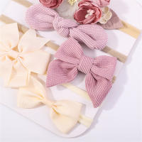 Set De 5 Diademas Elásticos Con Lazo Para Bebé Niña Algodón Nylon Decorativos Con Flores Bonitos Accesorios Para Cabello Para Niñas - details 3