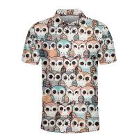 Polos de manga corta para hombre y mujer, camisetas con estampado de dibujos animados de animales, pingüinos, osos, ardillas, botones gráficos, 14 - details 1
