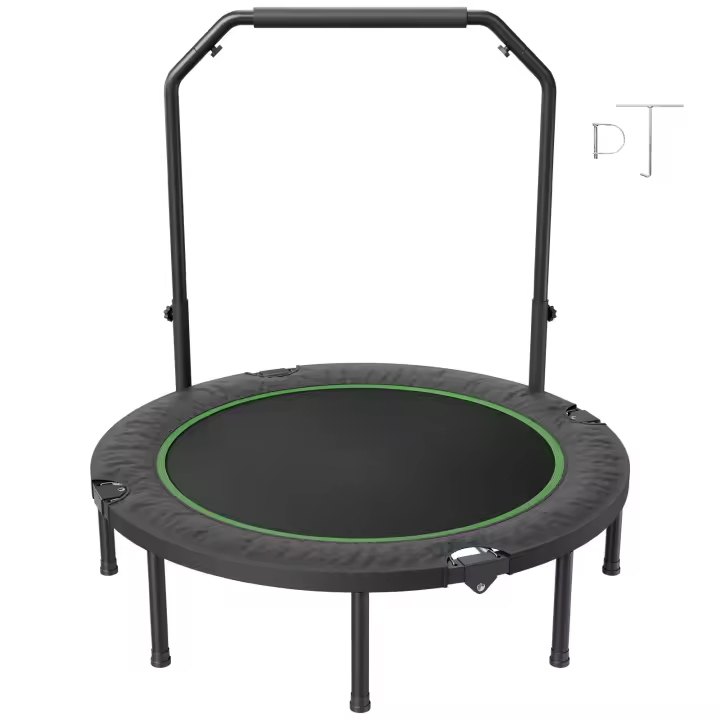 SucceBuy Mini trampolín plegable, reboteador de fitness de 52 pulgadas, carga máxima de 450 libras, estable y silencioso, mango de espuma ajustable de 4 niveles, para entrenamiento en interiores/jardín de adultos - 1