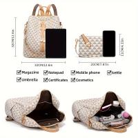 Mochila de viaje de piel sintética con patrón de cuadros, bolso de diseño Convertible con monedero, 2 piezas - details 3
