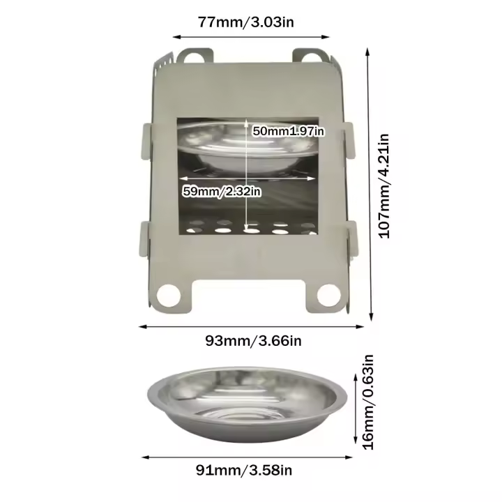 Estufa de Camping Plegable de Acero Inoxidable Mini Portátil para Exteriores - 1