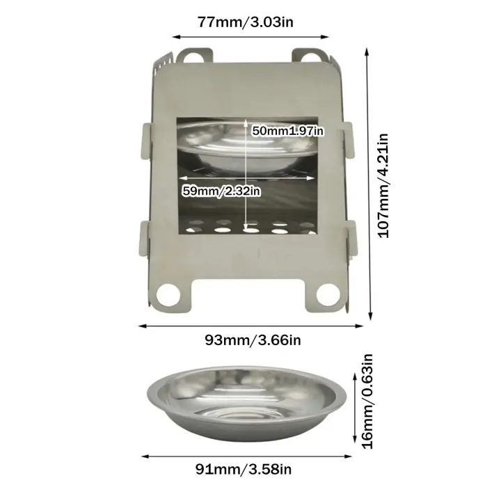 Estufa de Camping Plegable de Acero Inoxidable Mini Portátil para Exteriores - 1