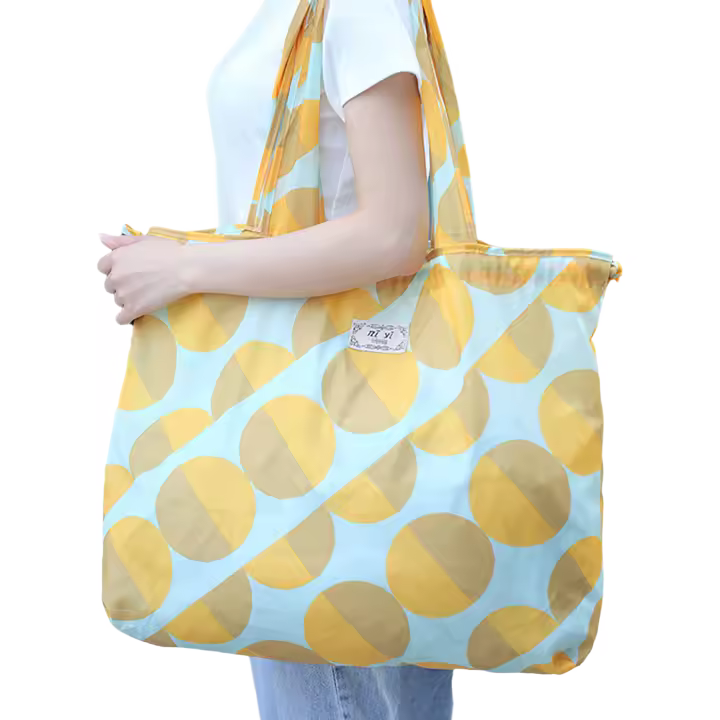 Bolsas de compras plegables reutilizables, bolsas de comestibles ecológicas con cierre de cordón para supermercado, tienda de conveni - 1