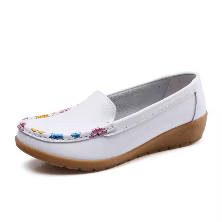 Zapatos náuticos planos para caminar y conducir de cuero suave informales sin cordones para mujer a la moda - 1