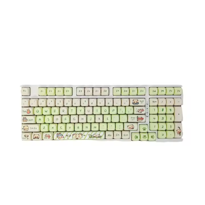 Sublimación keycap MOA muy lindo panda verde lindo teclado mecánico keycap PBT para 68/87/98/ 104 / 108 teclas（Teclado no incluido) - 1