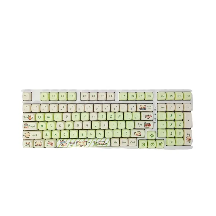 Sublimación keycap MOA muy lindo panda verde lindo teclado mecánico keycap PBT para 68/87/98/ 104 / 108 teclas（Teclado no incluido) - 1