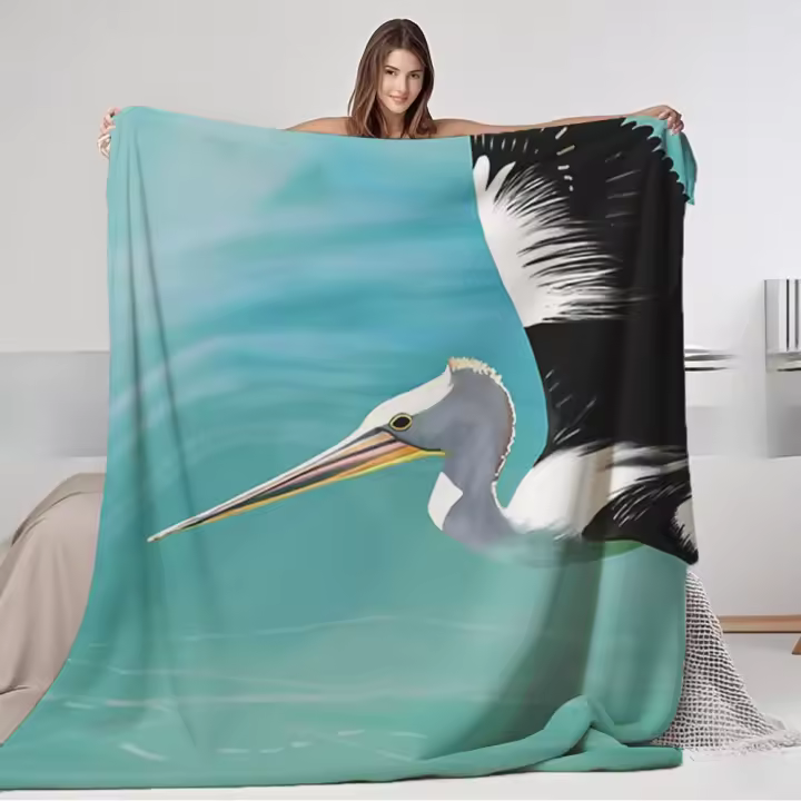 Manta de Franela Cómoda Pañuelo de Cruz de Pelicano Diseño Rústico Funda de Cama Ecológica para Hoteles - 1