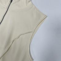 Conjunto de Top Corto Ajustado sin Cuello con Cremallera de Color Sólido para Mujer Primavera/Verano 2025 y Shorts Ajustados de Cintura Alta. - details 16