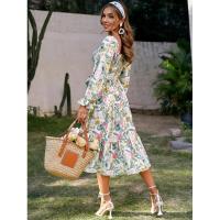 Vestido con cuello cuadrado para mujer, vestidos florales de manga larga, elegante y bonito, - details 16