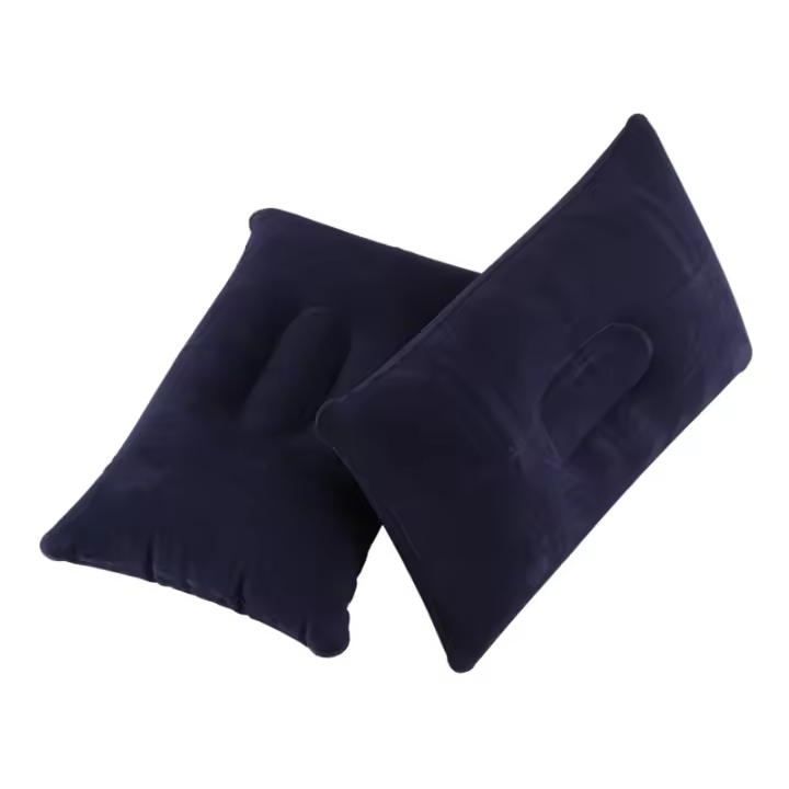 Cojín de asiento inflable de 2 piezas, almohada de viaje para dormir, soporte para la cabeza en el coche, azul profundo, 38x24cm - 1