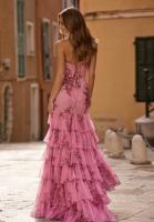 Vestido de falda plisada estampado elegante de moda con cuello en V de manga corta para mujer - details 3