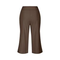 2024 primavera y verano mujeres elástico cintura alta 3/4 pantalón sólido Casual ajuste activo pantalones de pierna Capris anchos pantalones con bolsillos - details 30