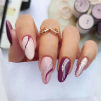 Uñas postizas elegantes con purpurina brillante, fáciles de quitar, para bodas, citas, té de la tarde - details 6