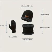 Guantes Táctiles de Color Sólido para Hombres y Mujeres Conjunto de 3 Piezas Cálido para Ciclismo al Aire Libre Invierno Plus Veet Engrosado Scarf Hat - details 7