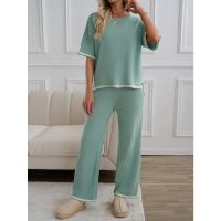 Ropa de mujer de moda 2025 primavera y verano temperamento casual de manga corta conjunto de pantalones de punto - details 7