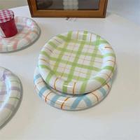 Bonita plato único de cerámica coreana para pastel, comida, cena, desayuno, postre, ensalada, plato decorativo, mesa - details 9
