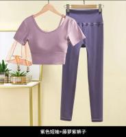Tre de mujer, top de manga corta, camiseta de yoga, conjunto de body deportivo para correr, conjunto de gimnasio - details 1