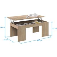 Mesa de Centro Elevable, Mesita de Salon Comedor, Acabado en Gris Ceniza, Medidas: 100 cm (Largo) x 50 cm (Ancho) x 43-54 cm (Alto) - details 10