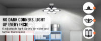 SucceBuy 2 paquetes de luz LED para garaje 15000LM, luz de techo con sensor de movimiento de 6500K con 6 paneles deformables, rosca E26/E27 - details 1