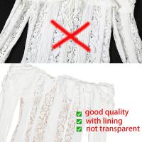 Elegante Vestido Largo de Polyester y Seda Diseño Ajustado Blanco con Hombros Descubiertos - details 4