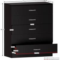 Muebles para Dormitorio Riano Soporte Único de Metal, 5 Asas y Corredores Plata y Negro - details 2