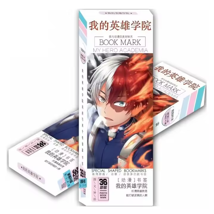 nbyinto Marcapáginas de Papel de Anime My Hero Academia Set de 36 Piezas Porta Libros Midoriya Izuku Todoroki Shouto Regalo de Cosplay Herramientas de Lectura - 1